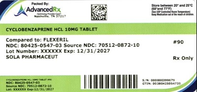 Cyclobenzaprine HCl 10mg 80425-0547-03.jpg Cyclobenzaprine HCl 10mg #90 - Cyclobenzaprine HCl 10mg 80425 0547 03